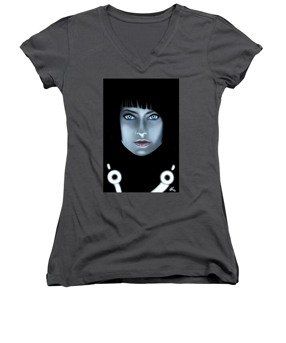 Science Fiction Women's V-Neck featuring the digital art The Last of the ISOs by Norman Klein