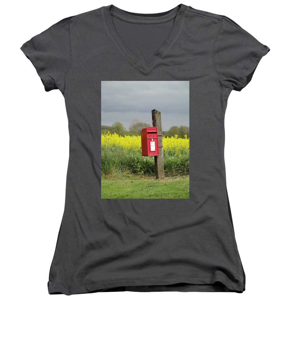 Landscape Women's V-Neck featuring the photograph The last post by Susan Baker