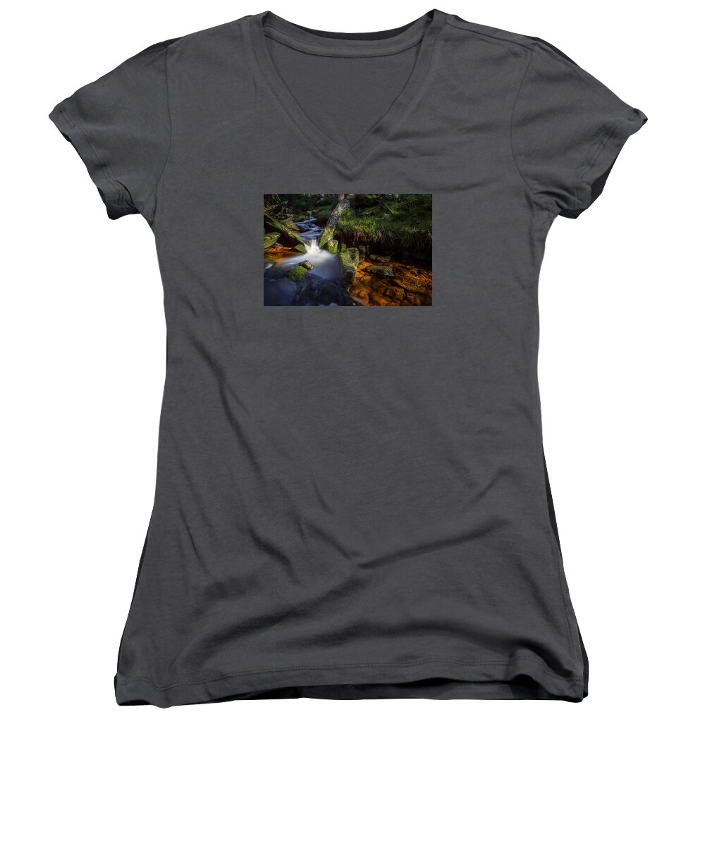 Harz National Park Women's V-Neck featuring the photograph the Oder in the Harz National Park by Andreas Levi