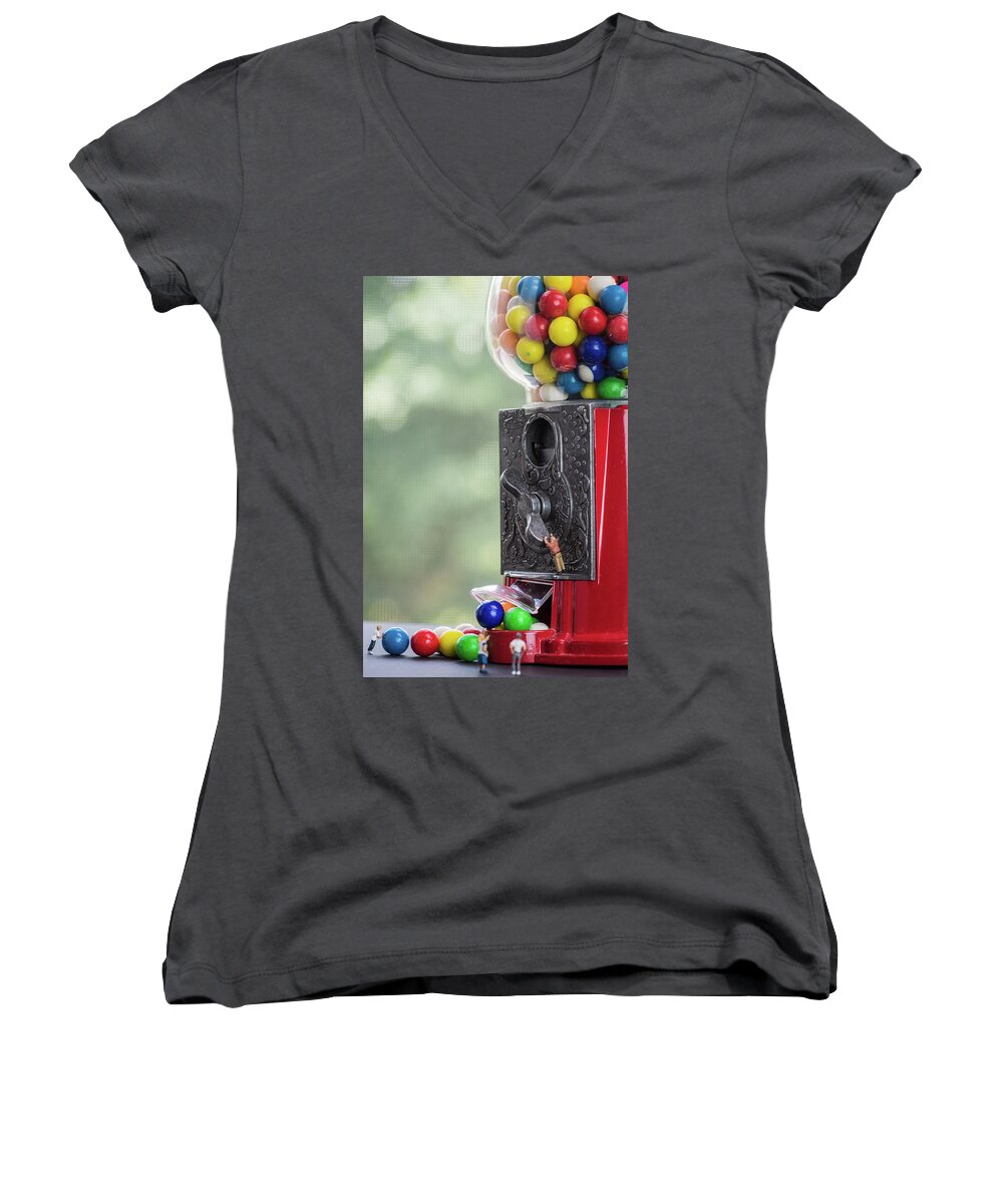 Machine Women's V-Neck featuring the photograph The Problem with Gumball Machines by Tammy Ray