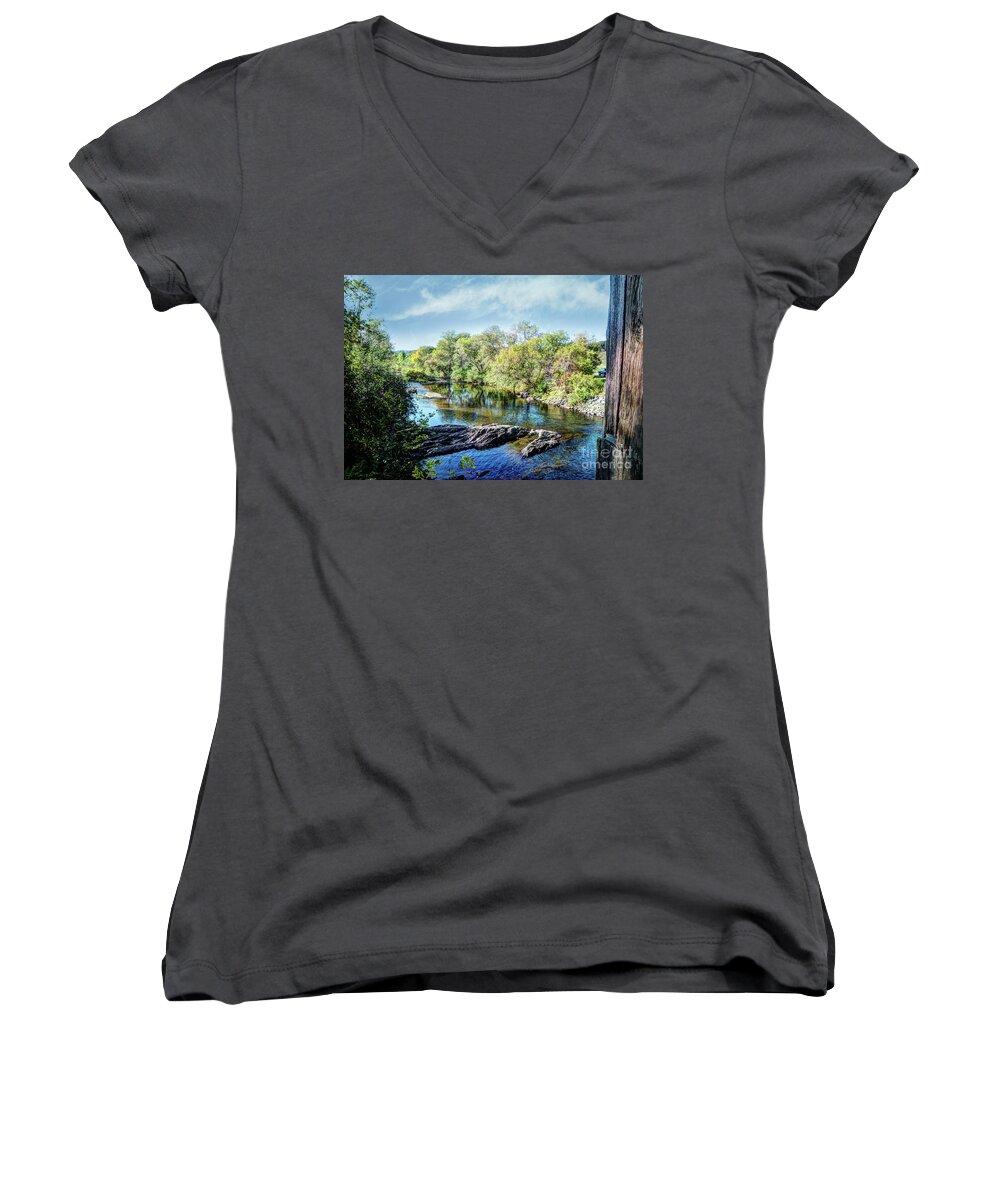 Water Women's V-Neck featuring the photograph The River Below by Deborah Klubertanz