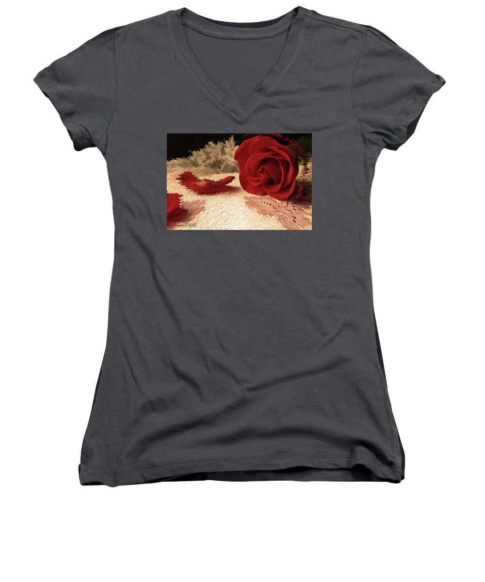 Rose Women's V-Neck featuring the photograph The Rose by Bonnie Willis