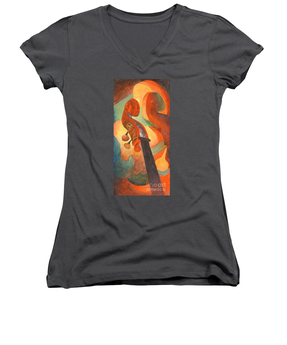 Scroll Women's V-Neck featuring the painting The Scroll by Claire Gagnon