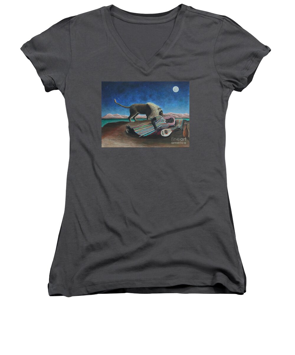 Masters Women's V-Neck featuring the photograph The Sleeping Gypsy by Bob Williams