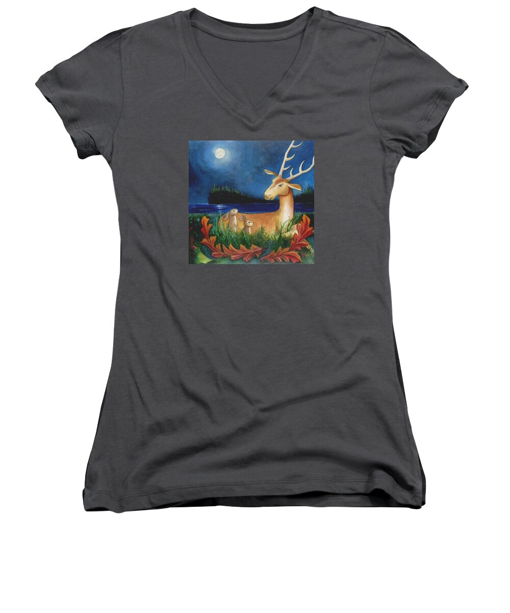 Children's Room Art Women's V-Neck featuring the painting The Story Keeper by Terry Webb Harshman