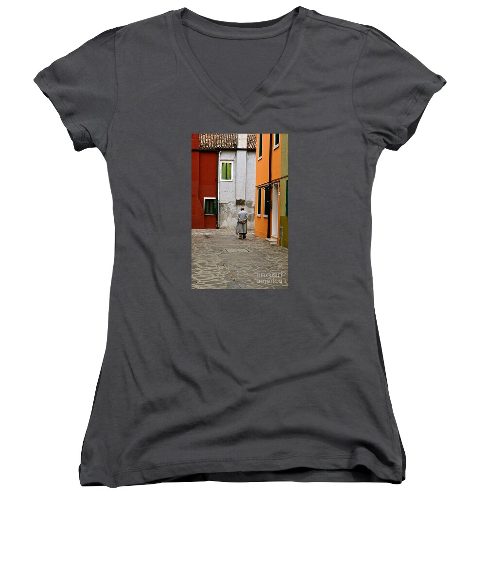 Old Man Women's V-Neck featuring the photograph The Stroll by Michael Cinnamond