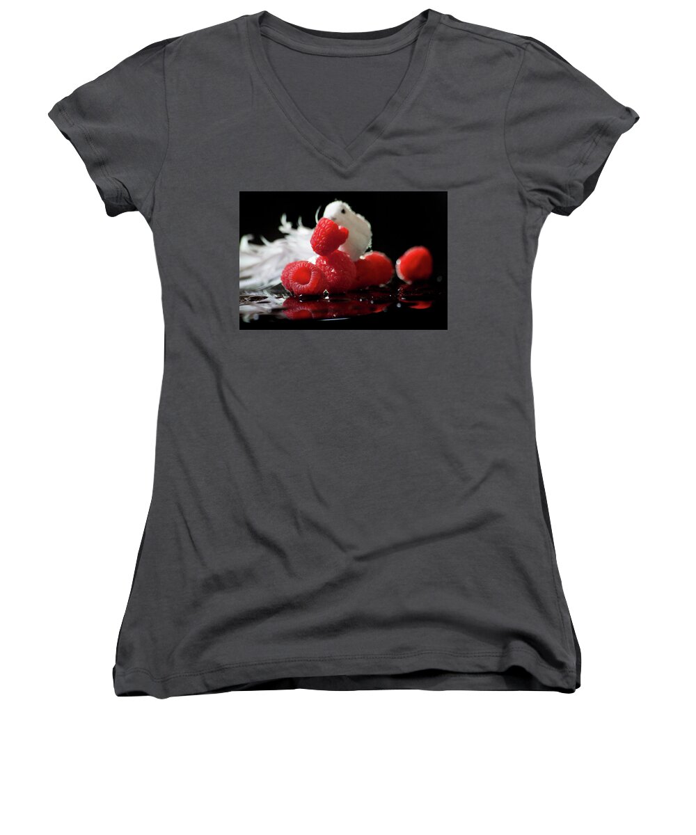 Fruits Women's V-Neck featuring the photograph The thief by Christine Sponchia