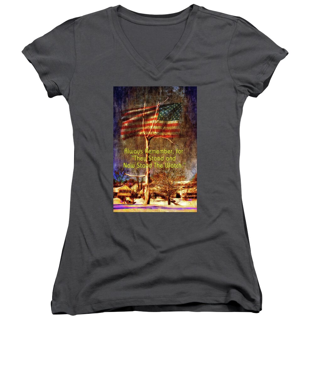 Naked Tree Women's V-Neck featuring the photograph The Watch by Reynaldo Williams