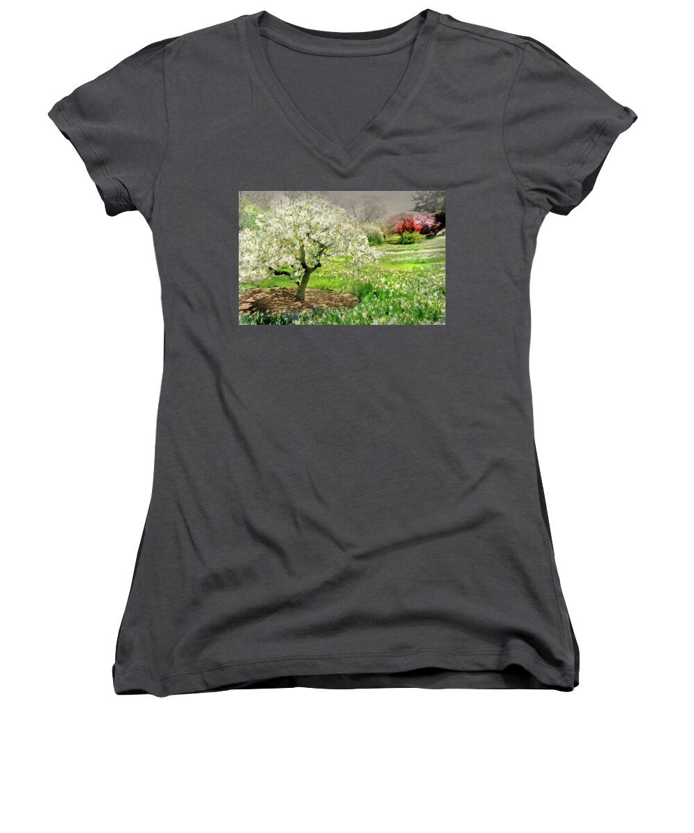 Landscape Women's V-Neck featuring the photograph The White Canopy by Diana Angstadt