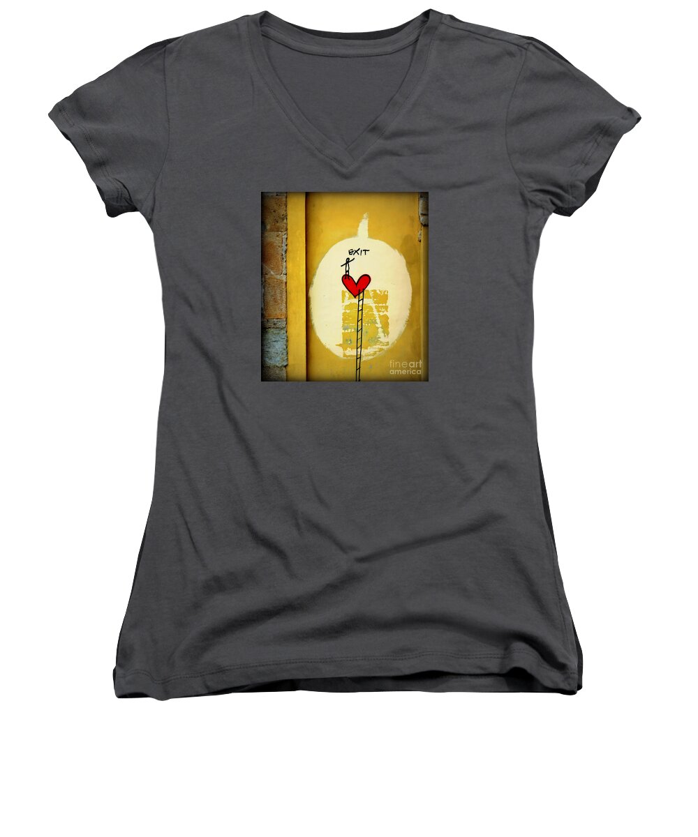 Valentine's Day Women's V-Neck featuring the photograph The Writing on the Wall by Tatyana Searcy