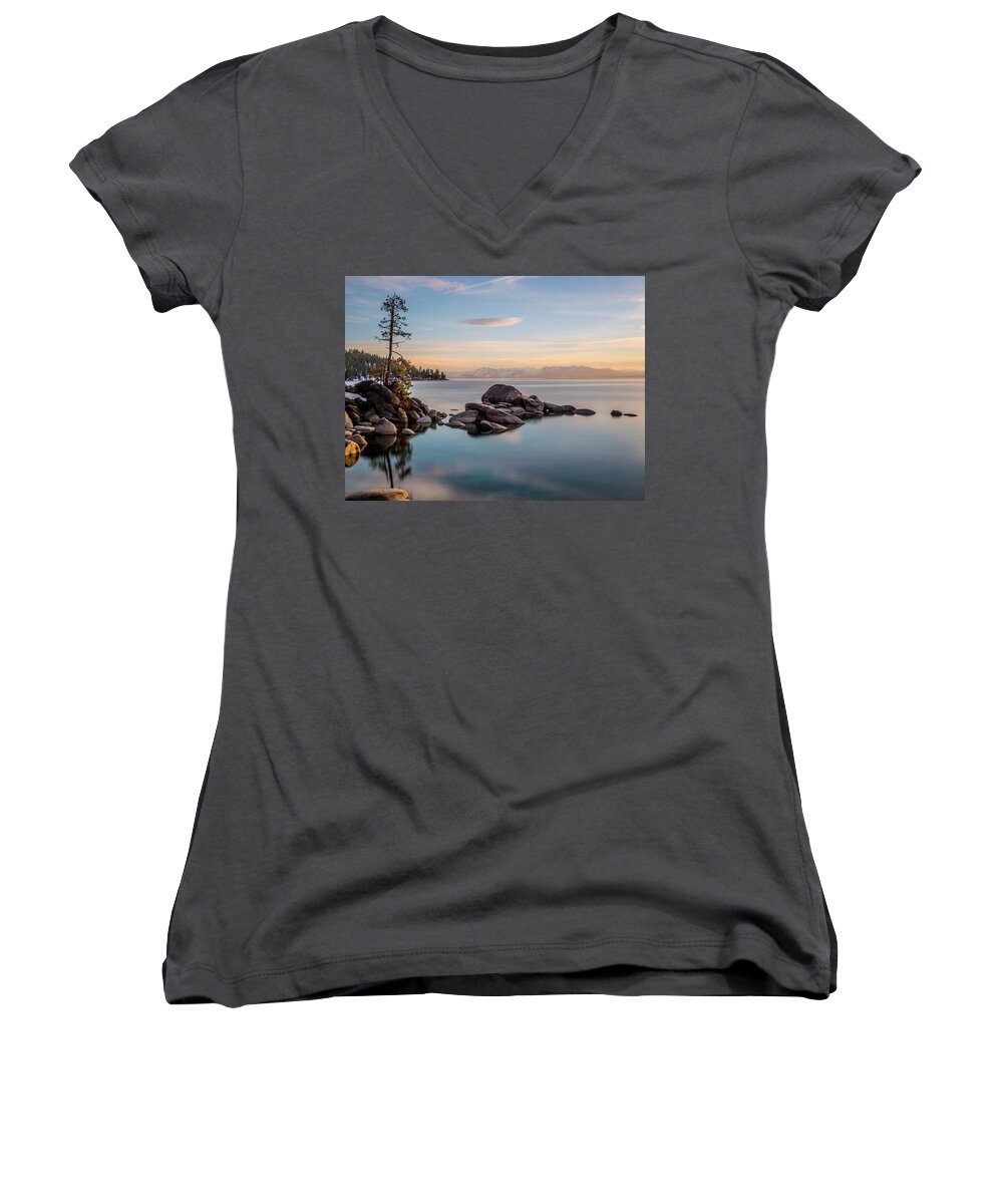 Lake Women's V-Neck featuring the photograph Thunderbird View by Martin Gollery