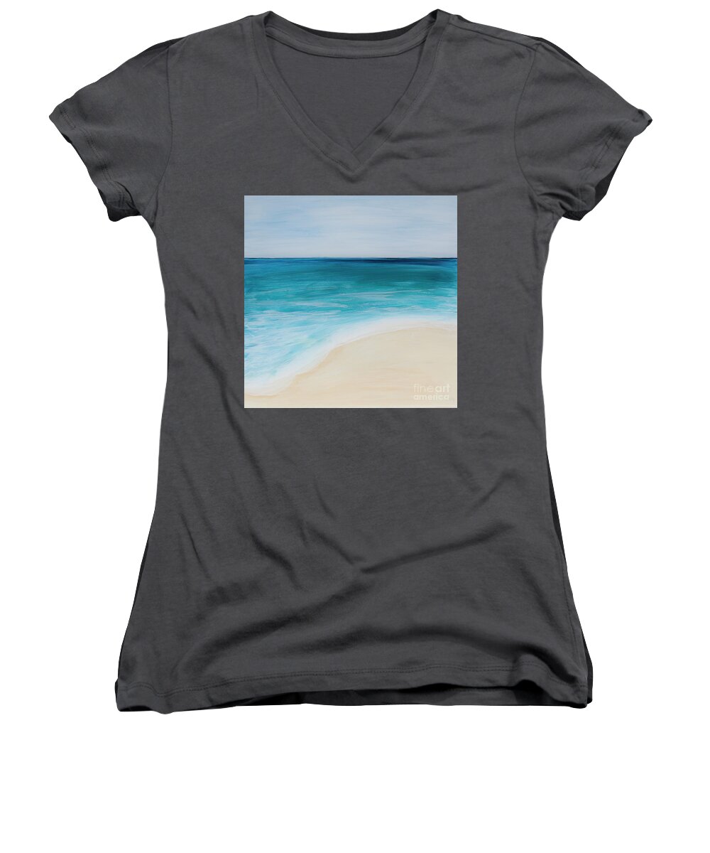 Ocean Women's V-Neck featuring the painting tide Coming In by Shelley Myers