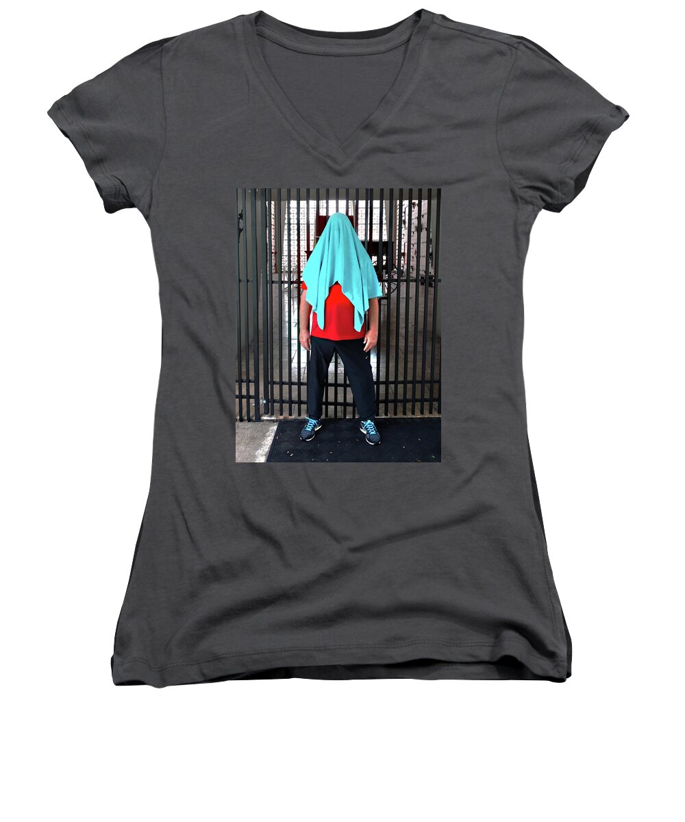 Mighty Sight Studio Abstractions Women's V-Neck featuring the photograph Towel Off by Steve Sperry