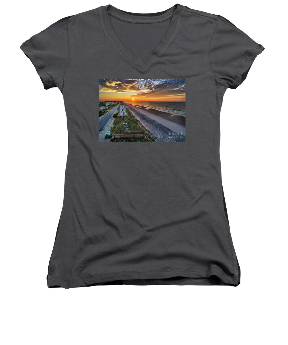 Sunrise Women's V-Neck featuring the photograph Tower #3 by DJA Images