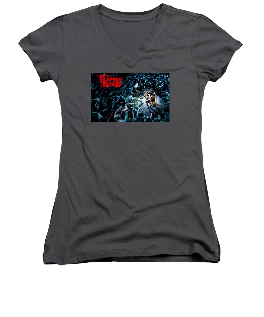 Trapped Dead Women's V-Neck featuring the digital art Trapped Dead by Maye Loeser