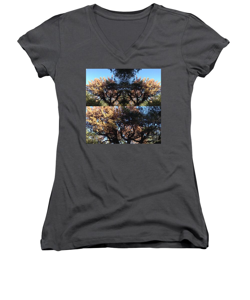 Tree Women's V-Neck featuring the photograph Tree Chandelier by Nora Boghossian