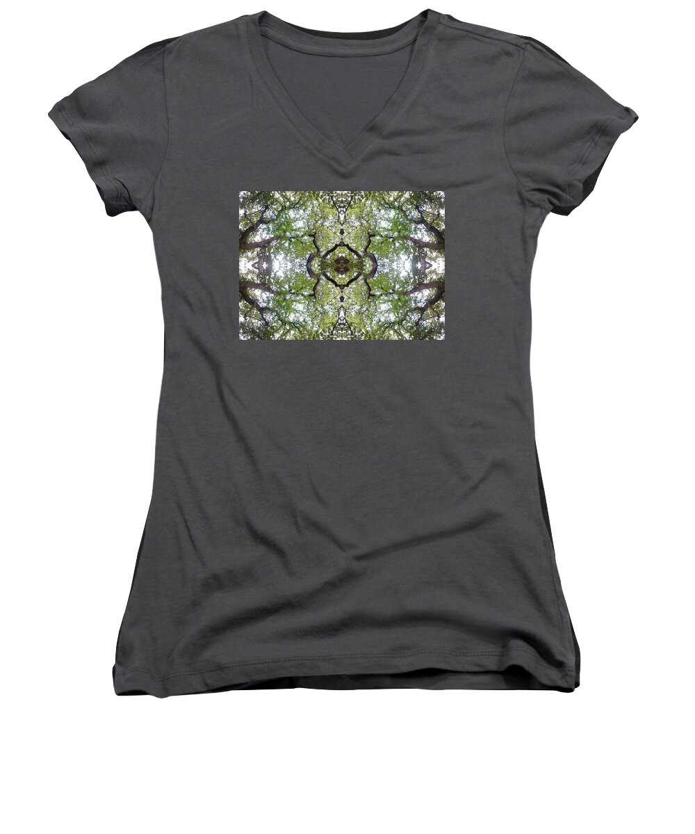 Tree Women's V-Neck featuring the photograph Tree Photo Fractal by Julia Woodman