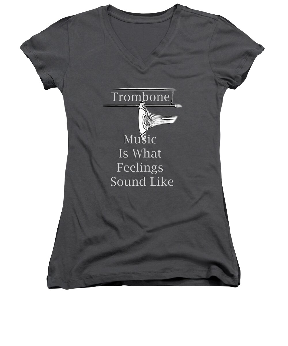 Trombone Is What Feelings Sound Like; Trombone; Orchestra; Band; Jazz; Trombone Tromboneian; Instrument; Fine Art Prints; Photograph; Wall Art; Business Art; Picture; Play; Student; M K Miller; Mac Miller; Mac K Miller Iii; Tyler; Texas; T-shirts; Tote Bags; Duvet Covers; Throw Pillows; Shower Curtains; Art Prints; Framed Prints; Canvas Prints; Acrylic Prints; Metal Prints; Greeting Cards; T Shirts; Tshirts Women's V-Neck featuring the photograph Trombone Is What Feelings Sound Like 5585.02 by M K Miller