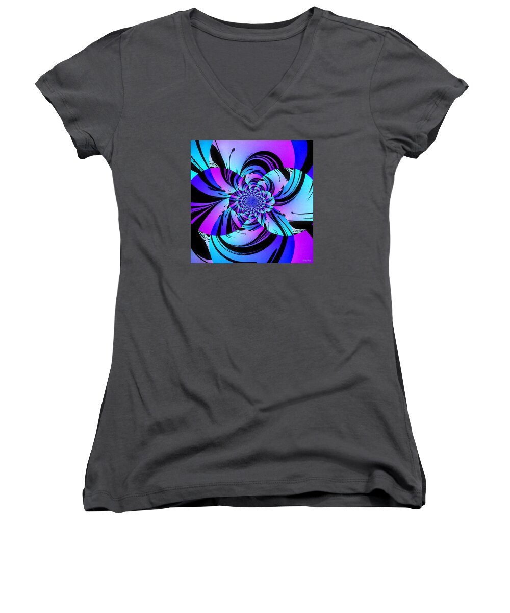Fractal Women's V-Neck featuring the digital art Tropical Transformation by Kathy Kelly