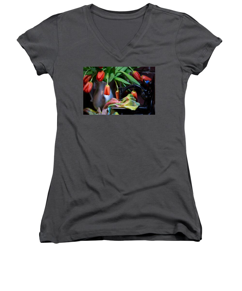 Flower Women's V-Neck featuring the photograph Tulips by Sharon Jones