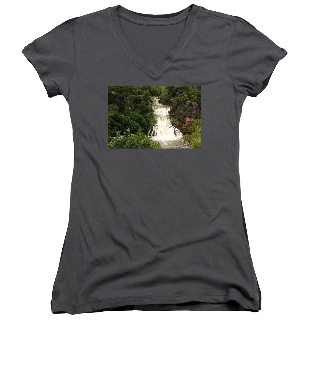Nature Women's V-Neck featuring the photograph Turner Falls Waterfall by Sheila Brown