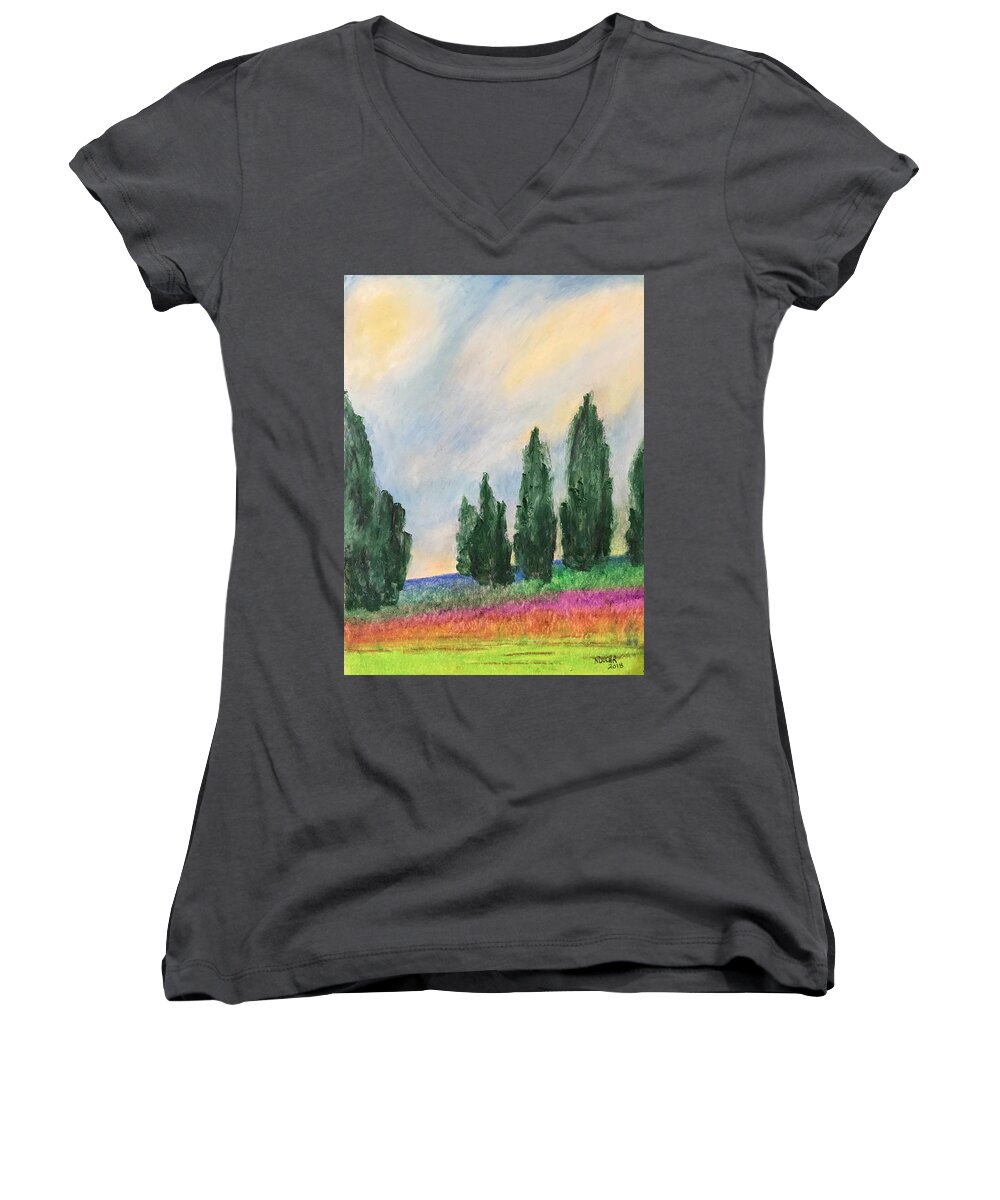 Tuscany Women's V-Neck featuring the pastel Tuscany Dream by Norma Duch