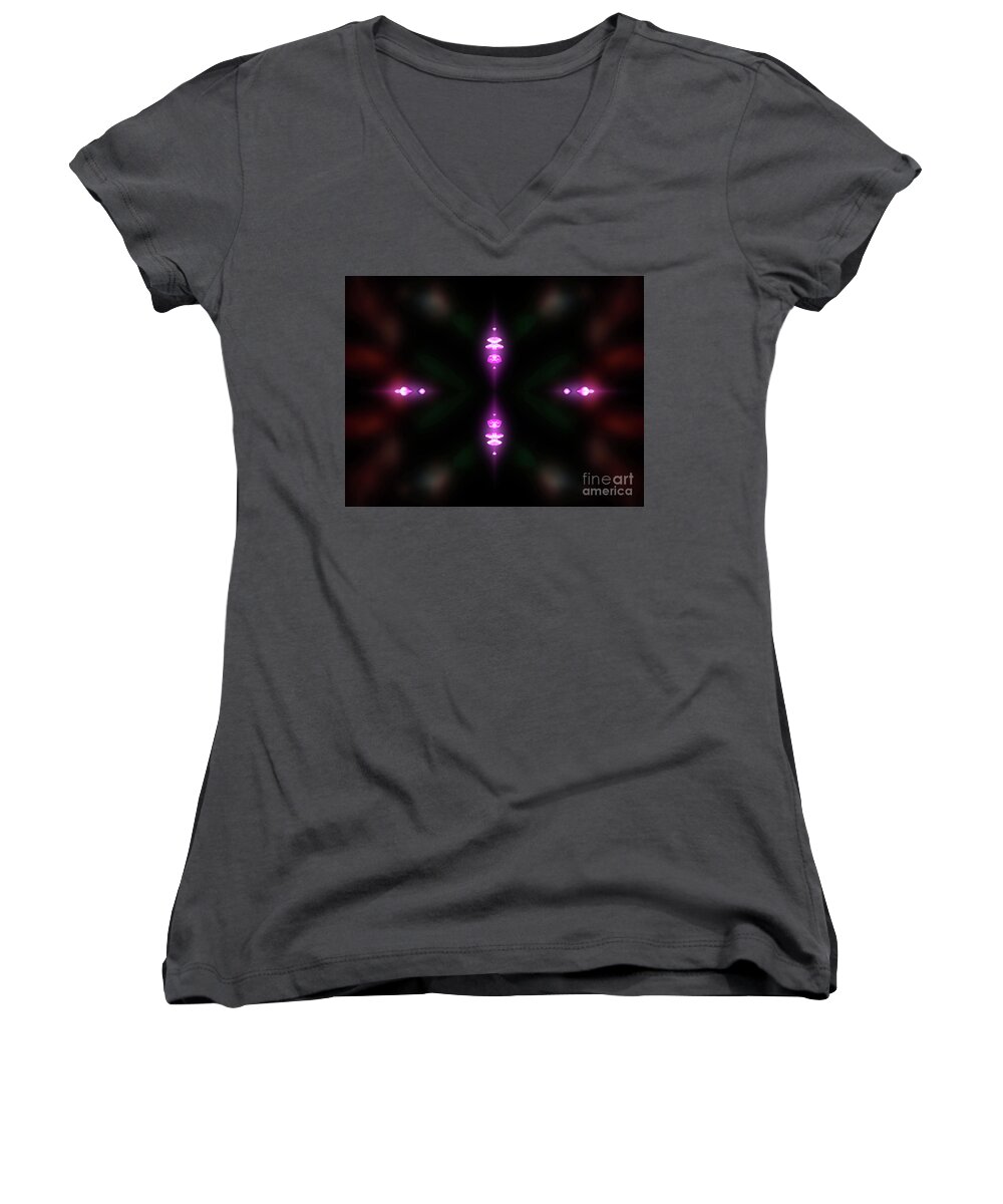 Patterns Women's V-Neck featuring the digital art Two Lives Morrored by JB Thomas
