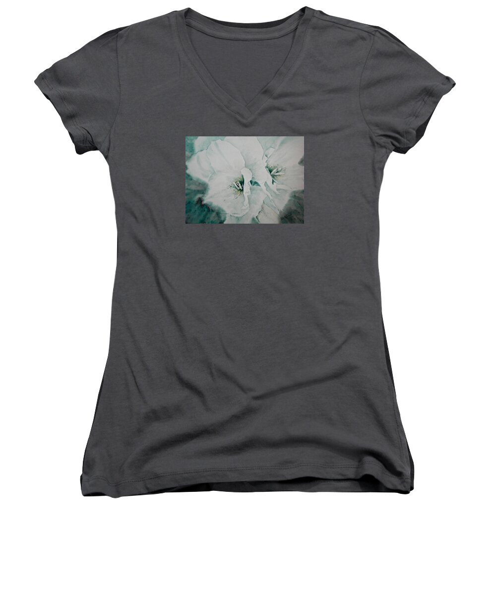 Watercolor Women's V-Neck featuring the painting Two of a Kind by Carolyn Rosenberger