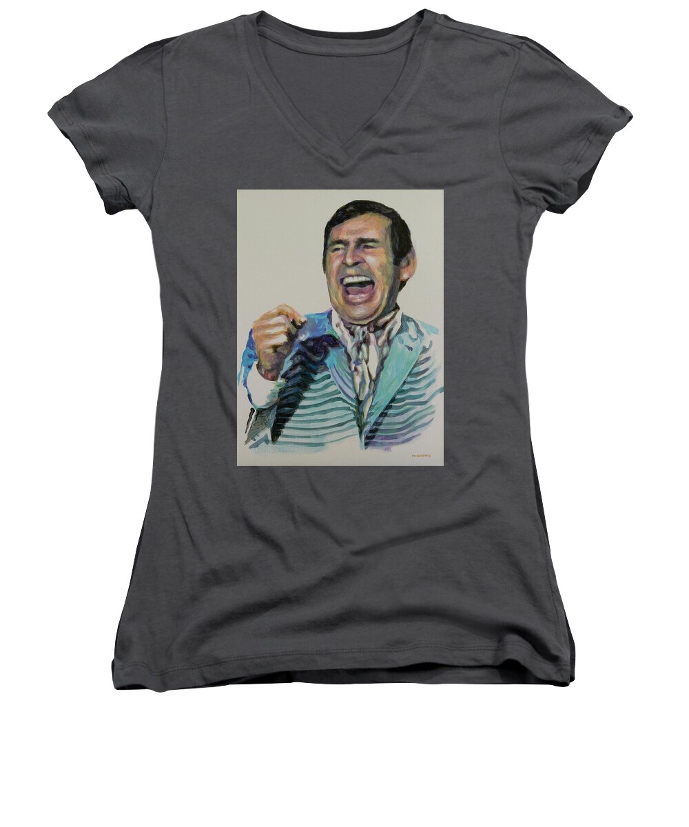 Bewitched Women's V-Neck featuring the painting Uncle Arthur by Tommy Midyette
