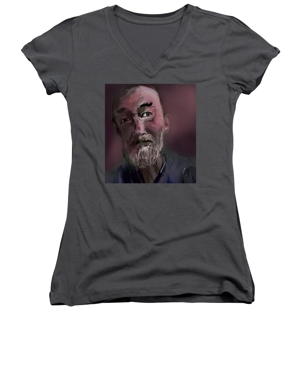 Portrait Women's V-Neck featuring the painting Untitled - 26Nov2016 by Jim Vance