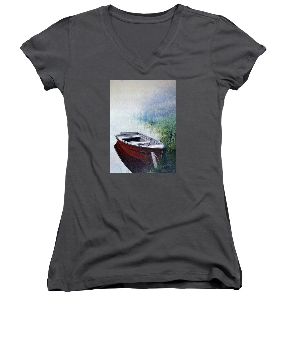Boat Women's V-Neck featuring the painting Untitled #3 by Conrad Mieschke