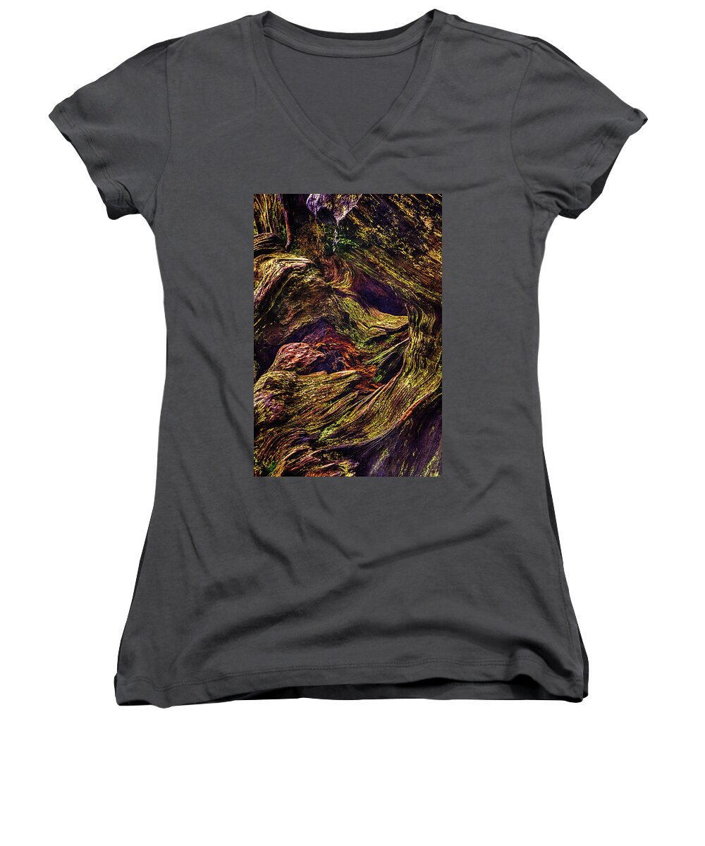 California Women's V-Neck featuring the photograph Uprooted Sequoia by Roger Passman