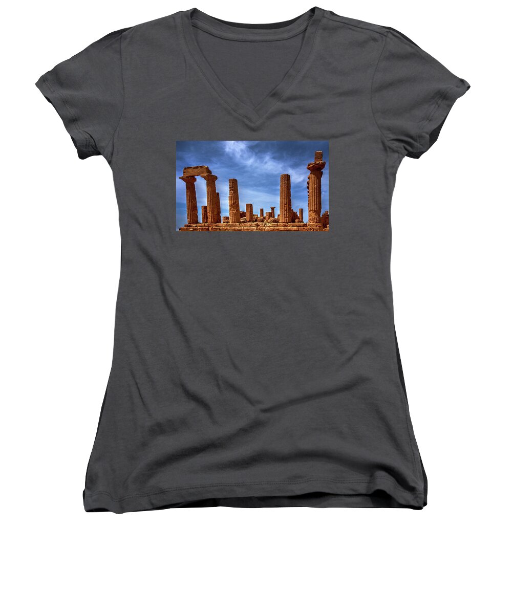 Women's V-Neck featuring the photograph Valley of the Temples III by Patrick Boening