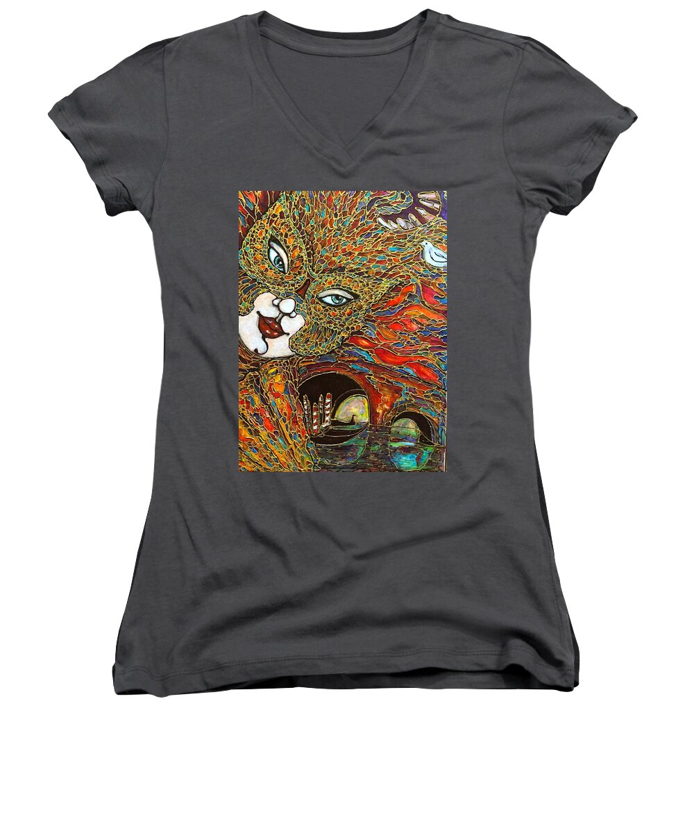 Venice Women's V-Neck featuring the painting Venezia by Rae Chichilnitsky
