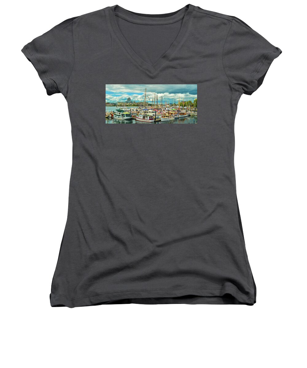 Seascape Women's V-Neck featuring the photograph Victoria Harbor 1 by Jason Brooks