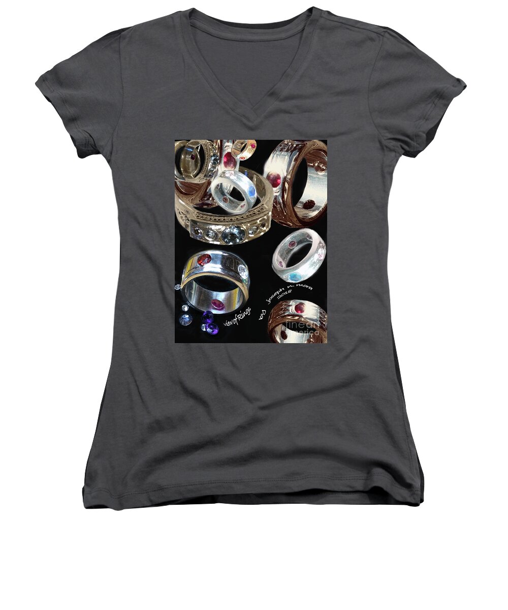 Sterling Silver Women's V-Neck featuring the jewelry View Of Rings by Joseph Mora