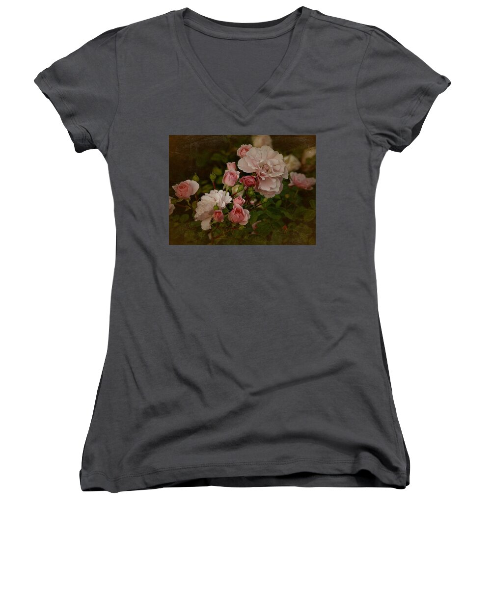 Rose Women's V-Neck featuring the photograph Vintage June 2016 Roses by Richard Cummings