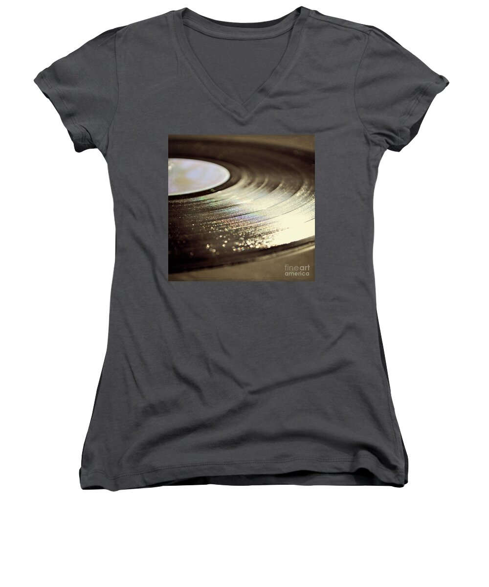 Record Women's V-Neck featuring the photograph Vinyl Record by Lyn Randle