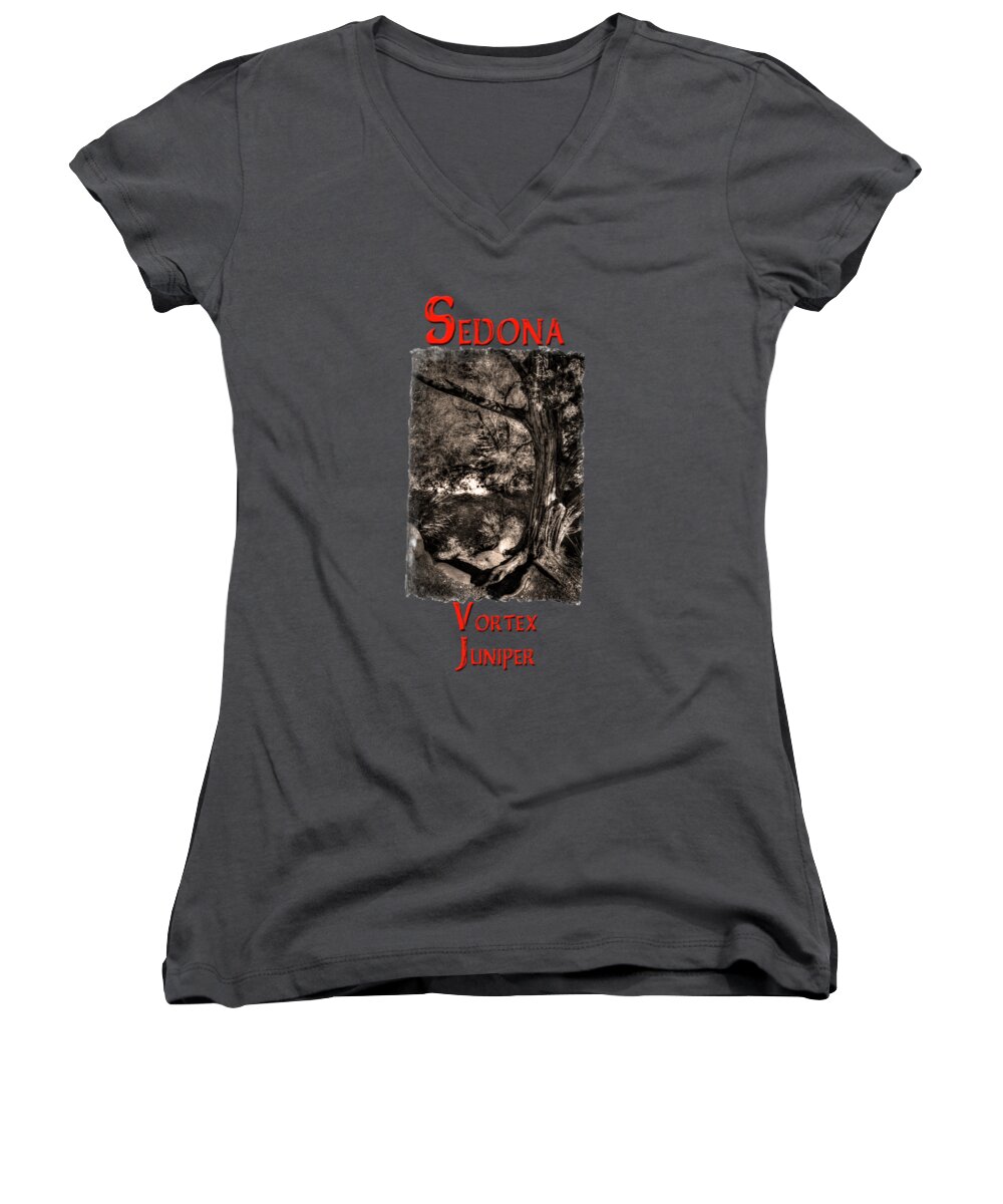 Arizona Women's V-Neck featuring the photograph Vortex Juniper Clinging to a High Perch by Roger Passman