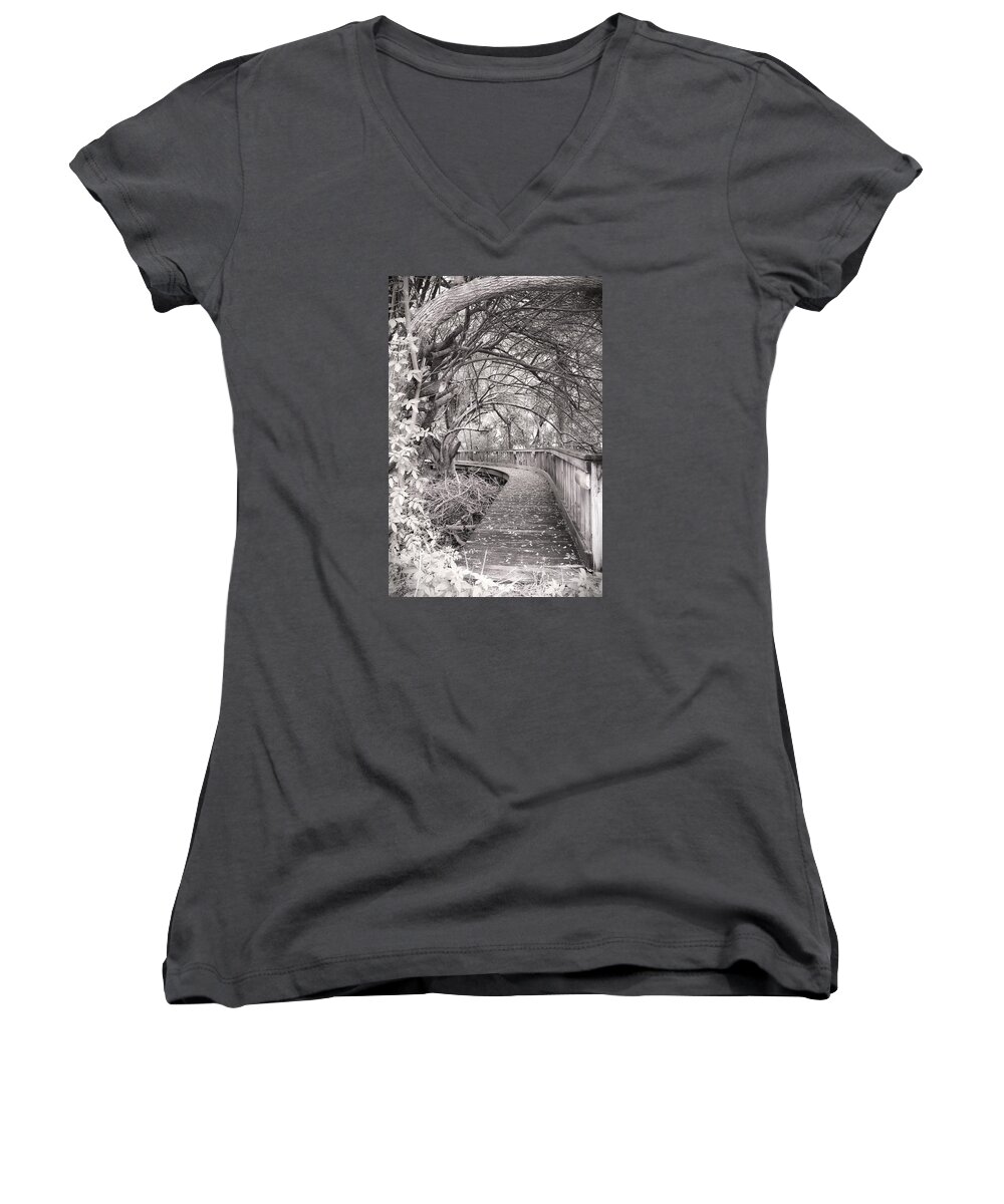 Englewood Women's V-Neck featuring the photograph Walkway by Alison Belsan Horton