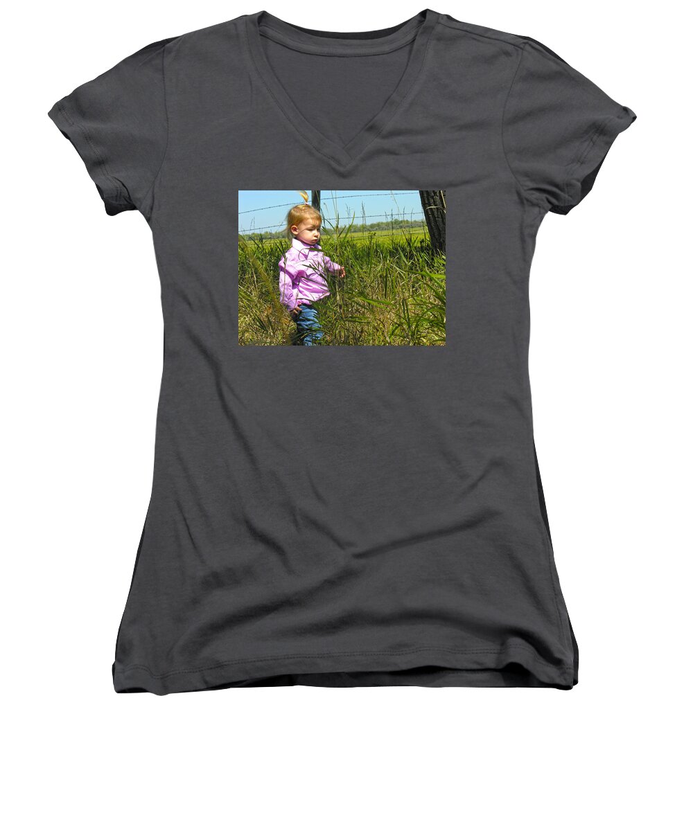 Child Women's V-Neck featuring the photograph Wandering 3 by Adam Vance