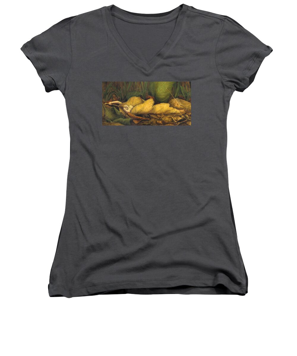  Women's V-Neck featuring the painting Watch Where You Step by Wayne Pruse