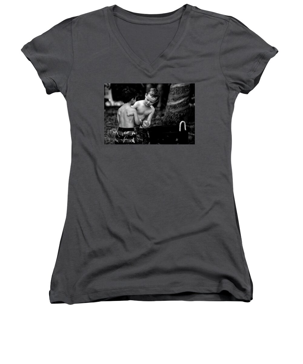 Kids Women's V-Neck featuring the photograph Water Balloon by Kevin Cable