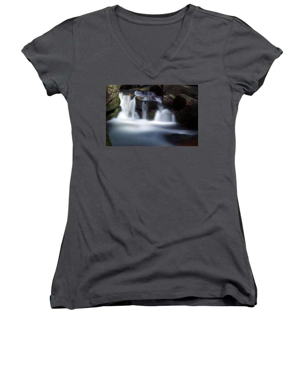 Nature Women's V-Neck featuring the photograph Water Stair - Long Exposure version by Andreas Levi