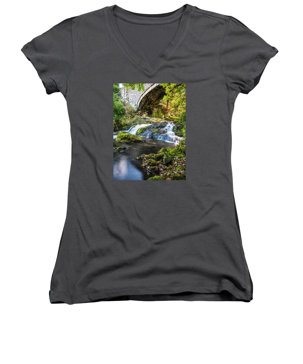 River Women's V-Neck featuring the photograph Water under the bridge by Nick Bywater