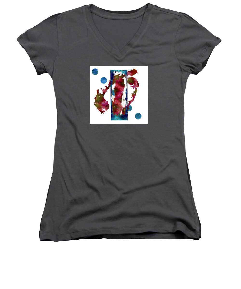 Watercolor Women's V-Neck featuring the painting Watercolor Abstract 1 by Kandy Hurley