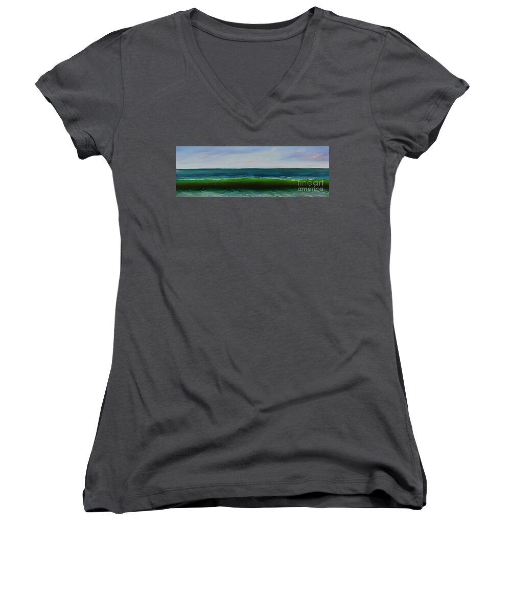 Wave Women's V-Neck featuring the painting Wave by Mary Scott