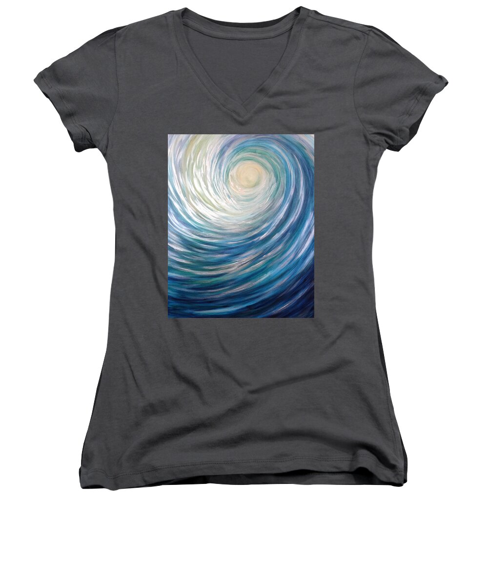 Wave Women's V-Neck featuring the painting Wave of Light by Michelle Pier