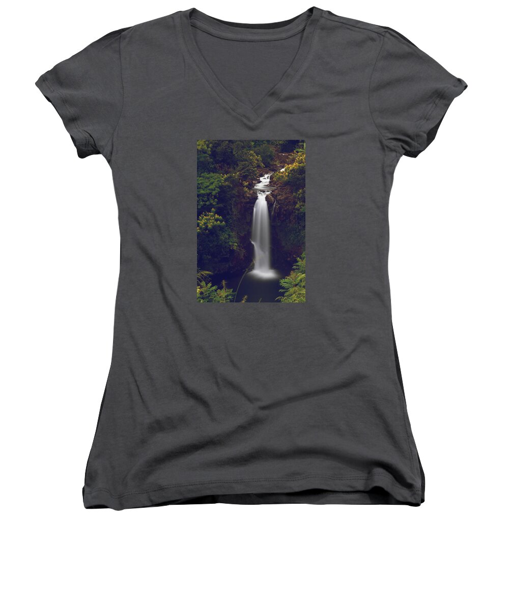 Kamae'e Falls Women's V-Neck featuring the photograph We Almost Had It All by Laurie Search