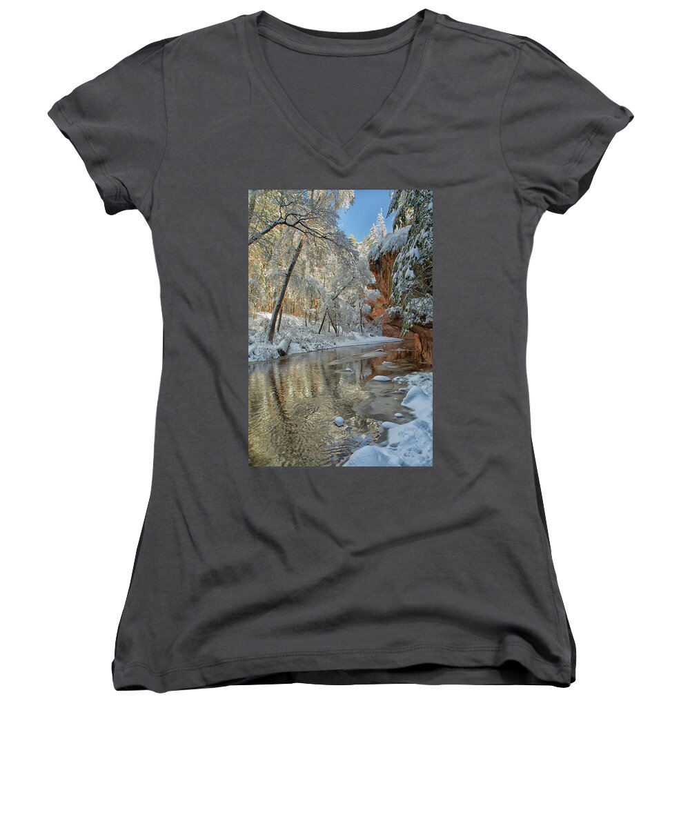 Westfork Trail Women's V-Neck featuring the photograph Westfork's Beauty by Tom Kelly